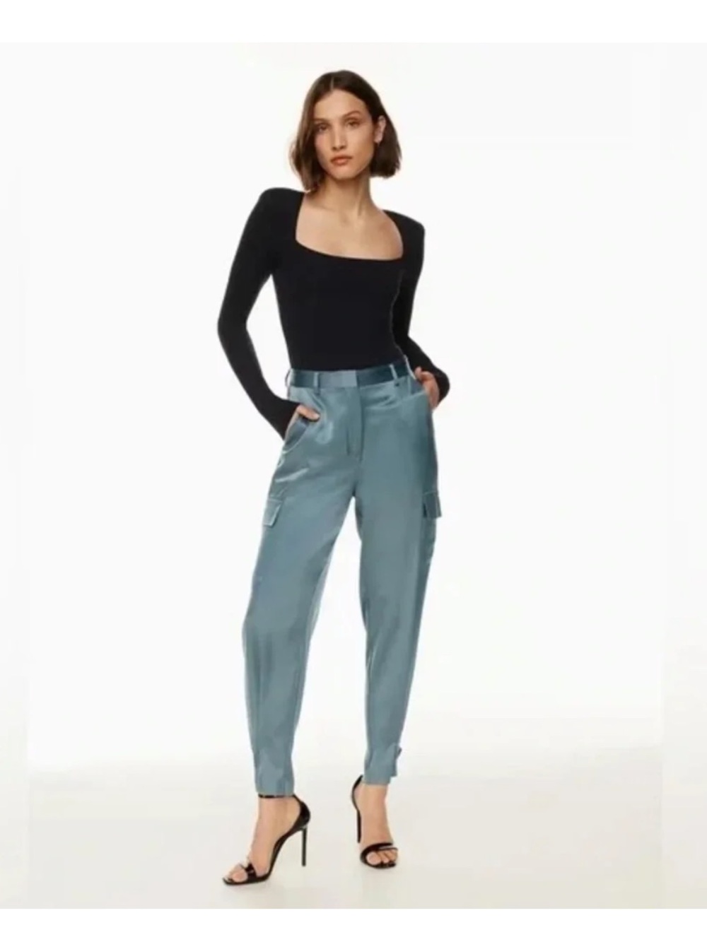 Aritzia Babaton Size 0 Refined Satin Cargo Pant - Blue